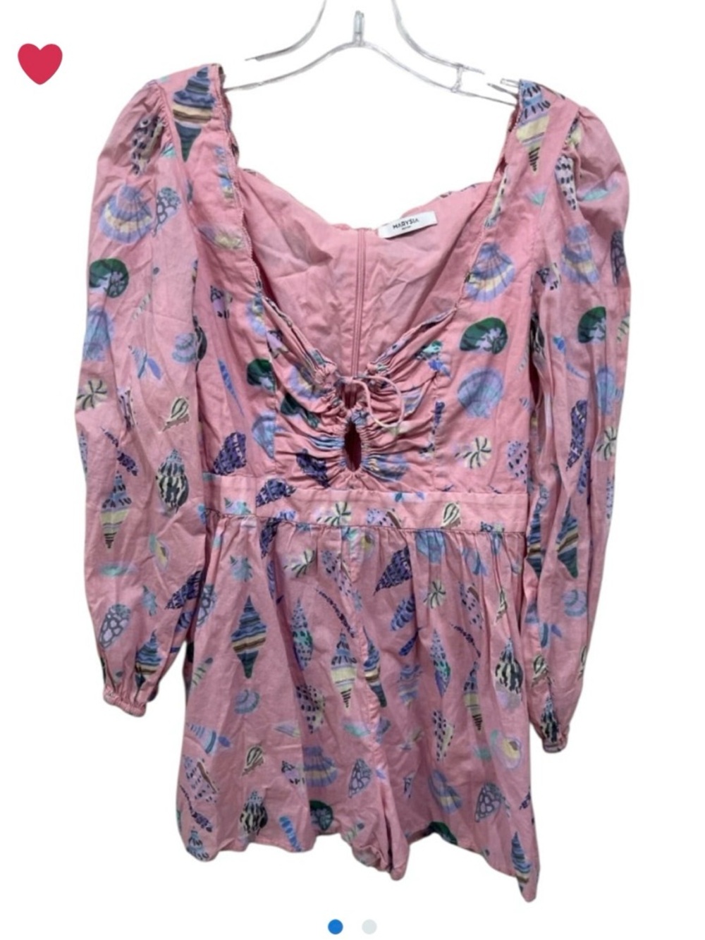 NWT Marysia Pink Seashell Print Romper with Lace-Up Front